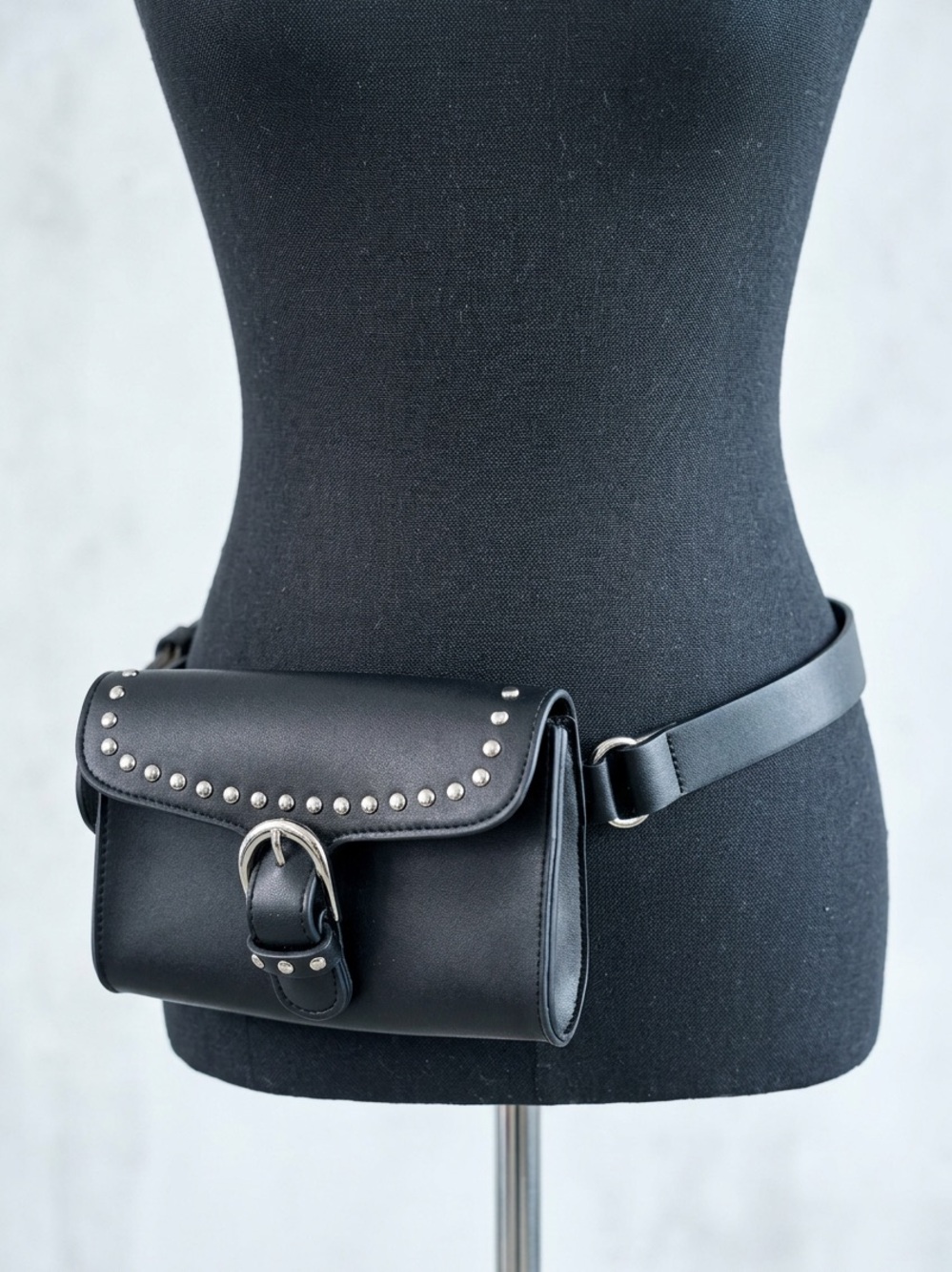 Black Studded Belt Bag